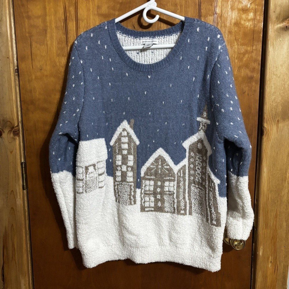 Cupcakes and Cashmere Womens Sz 1X Gingerbread House  Sweater Christmas Cozy